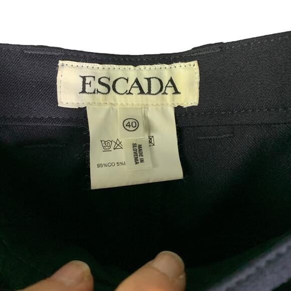 ESCADA Pants Women 10 Black Straight Leg Cotton Jean High-Rise Trouser Stretch - Picture 7 of 7